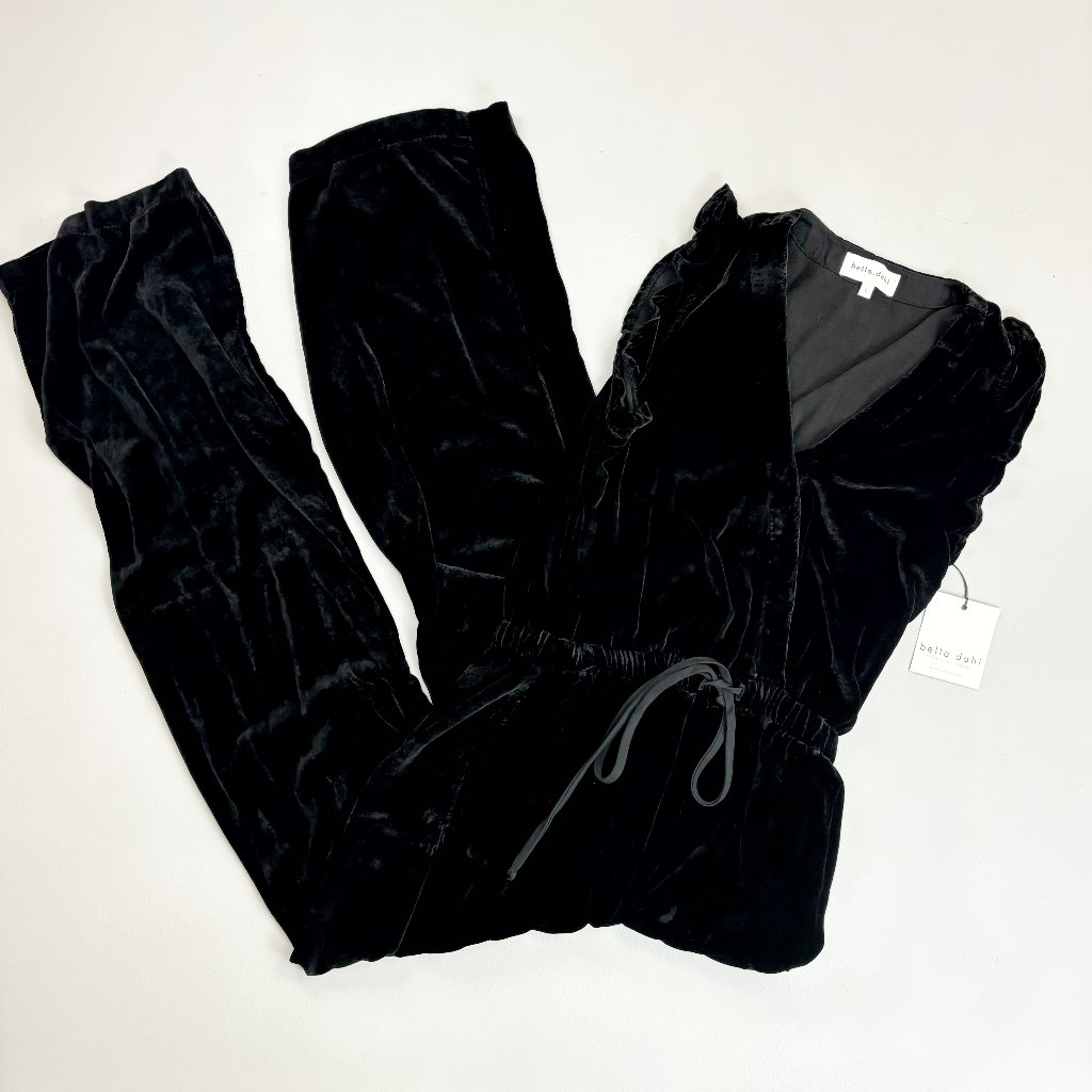 Bella Dahl Silk Velvet Jumpsuit Small Nwt $326 Wide-Leg Ruffle Whimsigoth Witchy